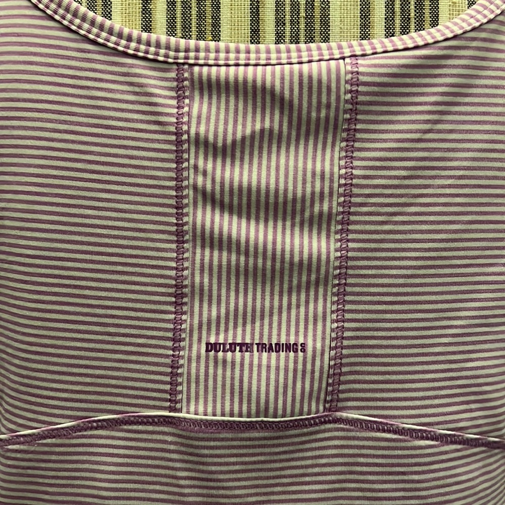 Duluth Trading Women's Pier Genius Shelf Bra Tank- Lilac & White Stripe - Picture 5 of 11